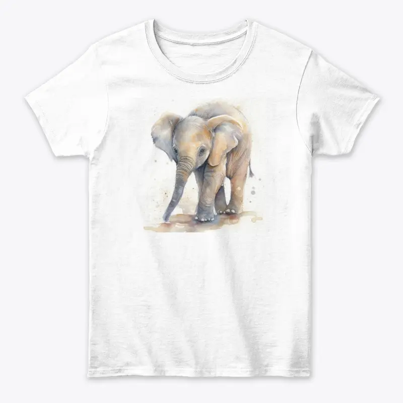 Digital Watercolor Baby Elephant