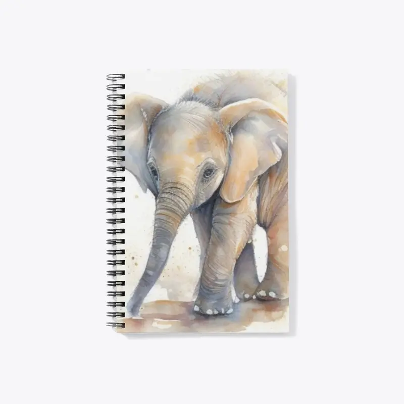 Digital Watercolor Baby Elephant